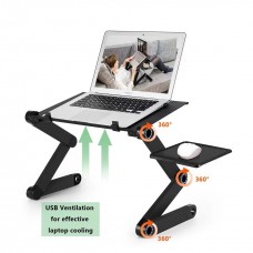 Two Fan Laptop Desks Portable Adjustable Foldable Laptop Notebook Lap PC Folding Desk Table Vented Stand Bed Tray