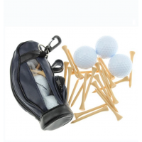 CRESTGOLF PU Golf Ball Holder Small Golf Ball Bag with Hook & 3 Pcs Golf Training Balls 15pcs Wooden Golf Tees 500 Pcs/Lot