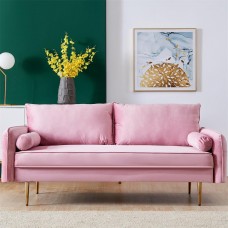 1Set Velvet Fabric sofa with pocket - Pink