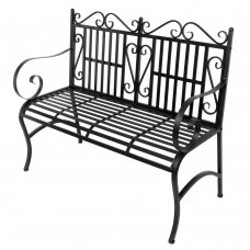 2-Seater Foldable Outdoor Patio Garden Bench Porch Chair Seat with Steel Frame Solid Construction - Black