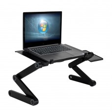 360-Degree Rotation Multifunctional Portable Folding Table with Fan Mouse - Black