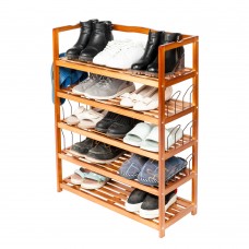 5-Tier Simple Wooden Shoe Rack with 6 Pair Shoe Form - Wood Color