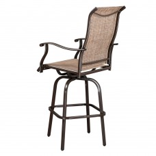 2pcs Wrought Iron Swivel Bar Chair Patio Swivel Bar Stools - Brown