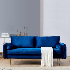 【SEA】Velvet Fabric sofa with pocket - Blue